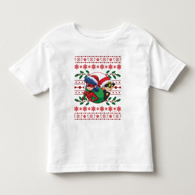 Ladybug & Cat Noir | Holiday Graphic Kleinkind T-shirt (Vorderseite)