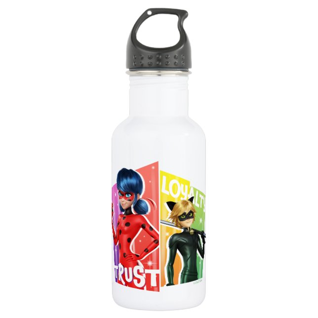 Ladybug & Cat Noir | Vertrauen und Loyalität Edelstahlflasche (Vorderseite)