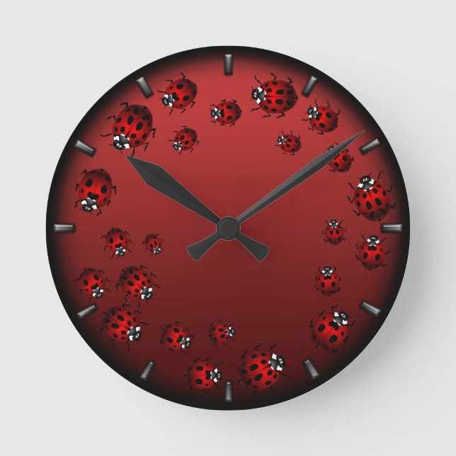 Ladybug Clock Cute Ladybug Ladybird Bug Wall Clock Runde Wanduhr (Vorderseite)