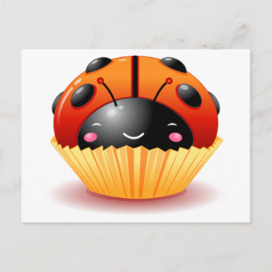 Ladybug Cupcake Postcard Postkarte