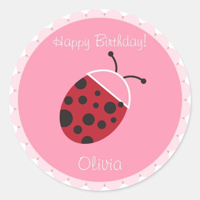 Ladybug Cupcake Topper/Sticker Runder Aufkleber (Vorderseite)