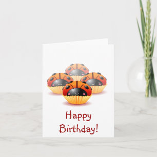 Ladybug Cupcakes carte d'anniversaire