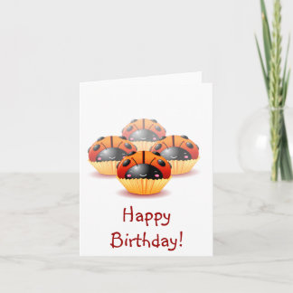 Ladybug Cupcakes carte d'anniversaire