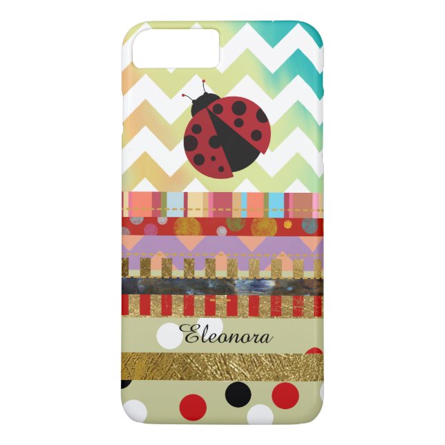 Ladybug Cute und verschiedene Stripes Case-Mate iPhone Hülle (Rückseite)