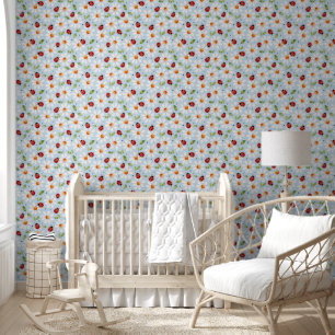 Ladybug Daisy Girl's Kinderzimmer Bedroom Blue Tapete
