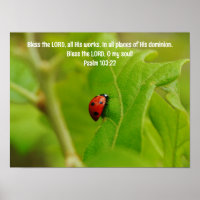 Ladybug dans la Bible Feuille Verse Art Poster