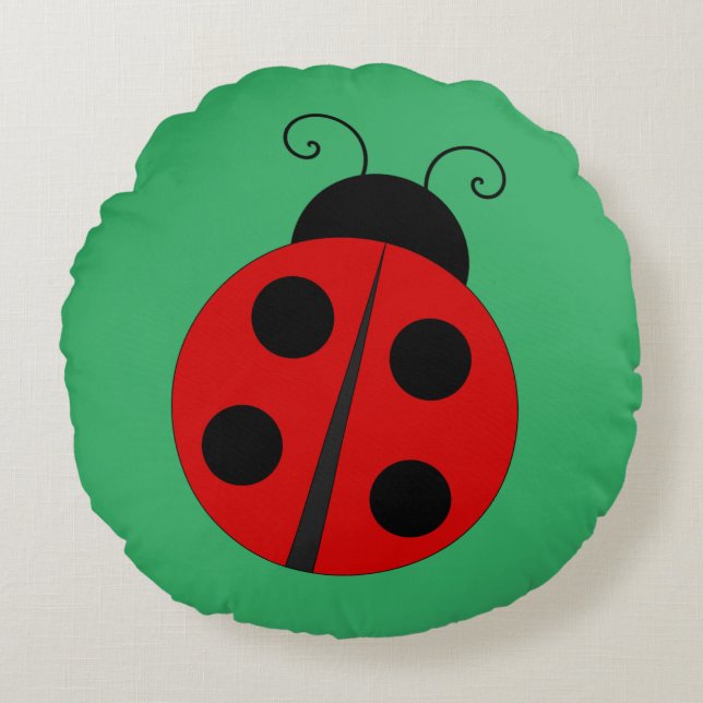 Ladybug Design Rundes Kissen (Vorderseite)