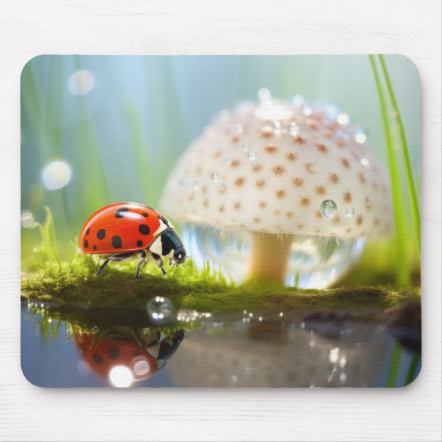 Ladybug Dewdrop Nature Serene Tranquil Mousepad (Vorne)