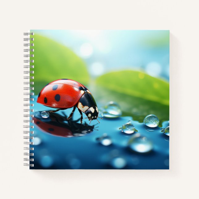Ladybug Dewdrop Nature Serene Tranquil Notizbuch (Vorderseite)