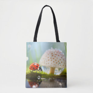 Ladybug Dewdrop Nature Serene Tranquil Tasche