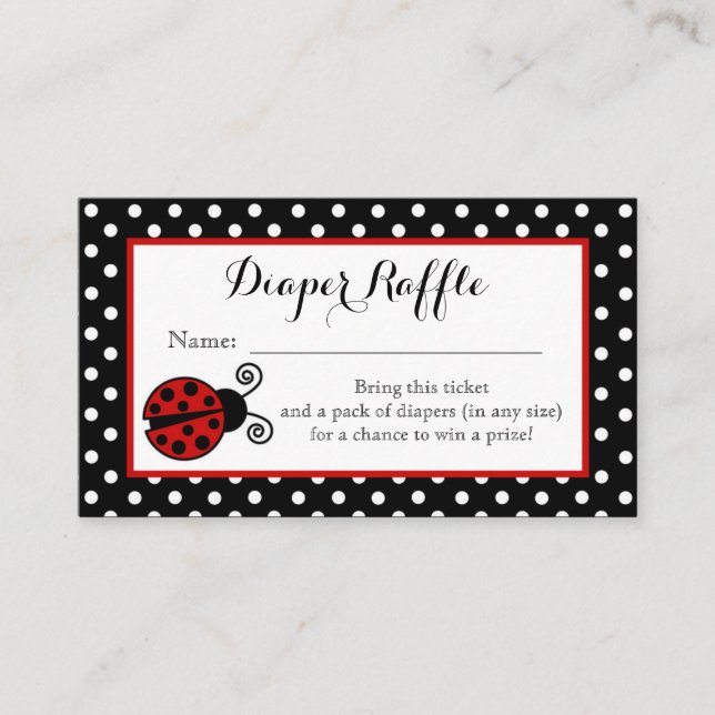 Ladybug Diaper Raffle Ticket Begleitkarte (Vorderseite)