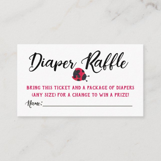 Ladybug Diaper Raffles Tickets Begleitkarte (Vorderseite)