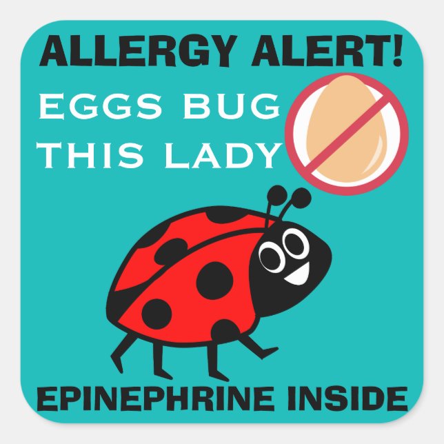 Ladybug Egg Allergie Warnhinweis Epinephrin Inside Quadratischer Aufkleber (Vorderseite)