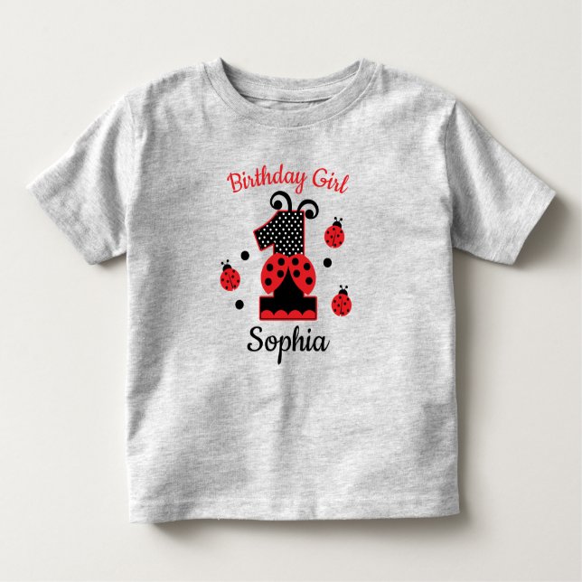Ladybug, erste Geburtstagsgeschmacksmuster Kleinkind T-shirt (Vorderseite)