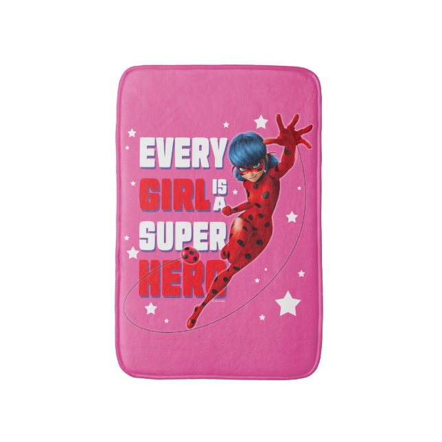 Ladybug Every Girl ist ein Super-Held Badematte (Vorderseite Vertikal)