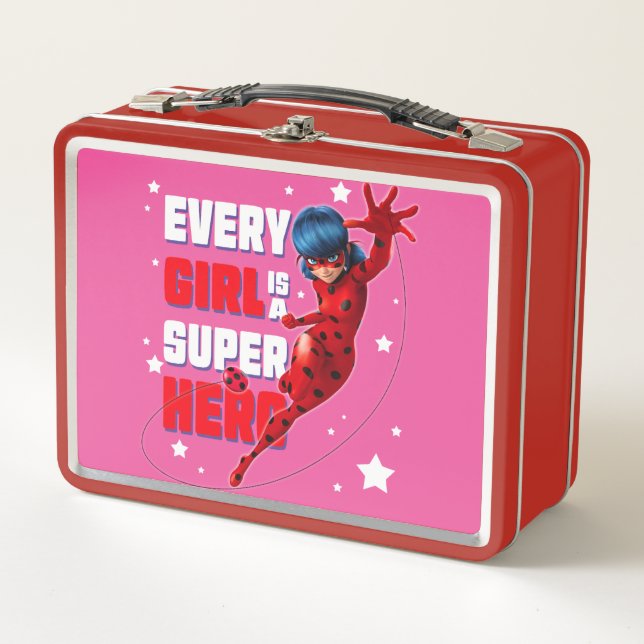 Ladybug Every Girl ist ein Super-Held Metall Brotdose (Vorderseite)