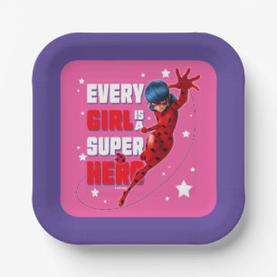Ladybug Every Girl ist ein Super-Held Pappteller