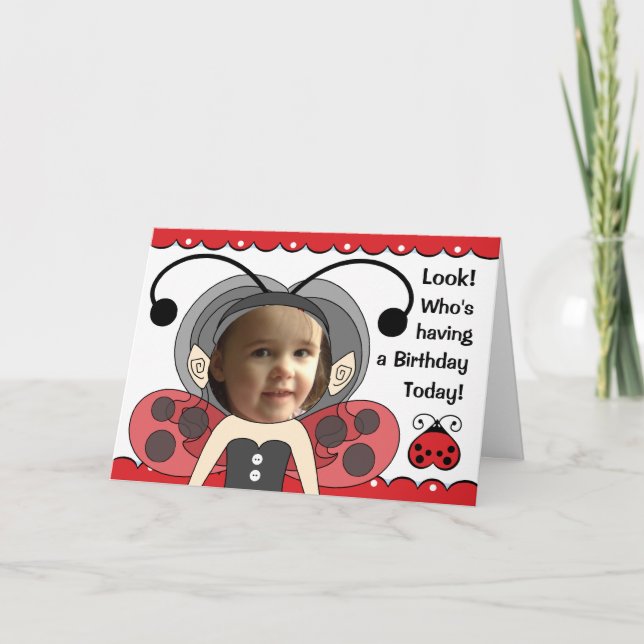 Ladybug Fairy Princess Girls PHOTO Carte d'anniver (Devant)