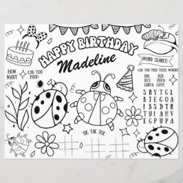 Ladybug Farbseite Geburtstags Tischset Dekoration 