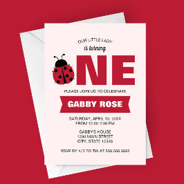 Ladybug First Birthday Invitation Einladung