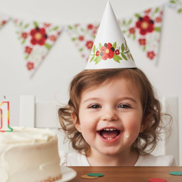 Ladybug Floral Garland Birthday Party Hat Partyhütchen