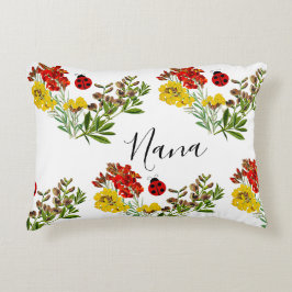 Ladybug Floral Personalisiert Großmutter Nana Dekokissen