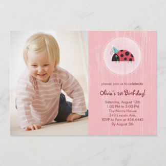 Ladybug Foto Card Geburtstagseinladungen Einladung