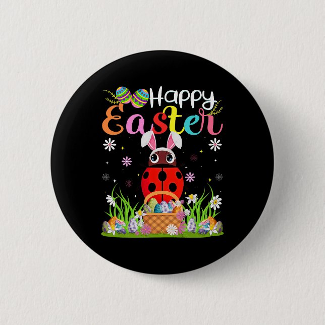 Ladybug Frohe Ostern Eierjagd Bunny Ohr Ladybug Ea Button (Vorderseite)