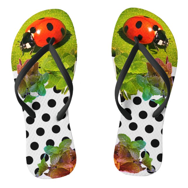 Ladybug Fun Gray Adult Flip Flops (Fußbett)