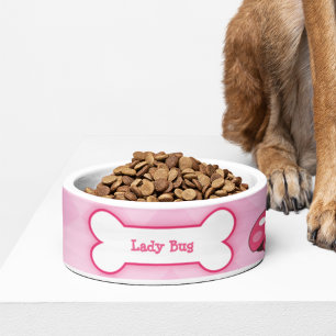 Ladybug Garden Dog Bone Dog Dish - Hellrosa Napf