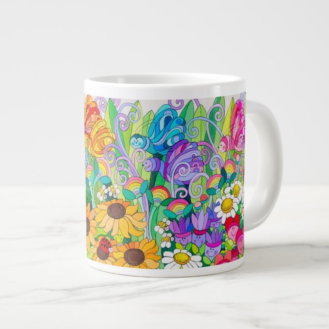 Ladybug Garden Sky Jumbo-Tasse (Vorderseite Rechts)