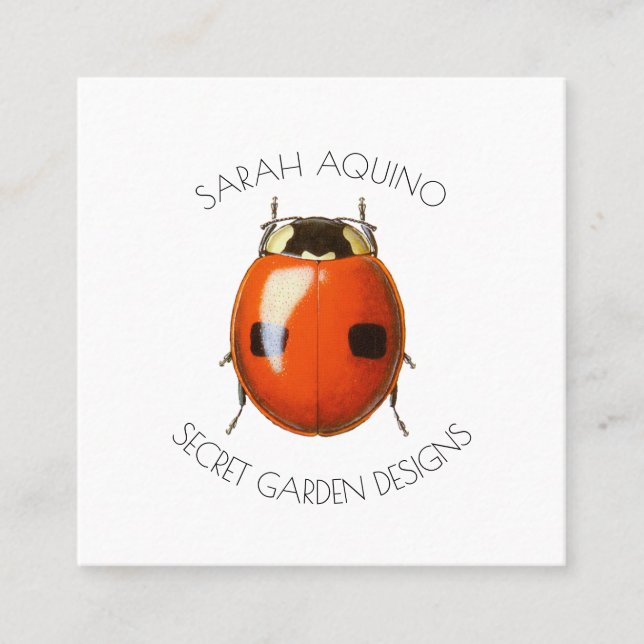 Ladybug Gardener oder Landschaftsdesigner Quadratische Visitenkarte (Vorderseite)