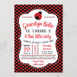 Ladybug Geburtstagsparty Einladung, Kleine Lady Einladung