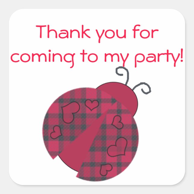 Ladybug Geburtstagsparty Gefallen Stickers (Vorderseite)