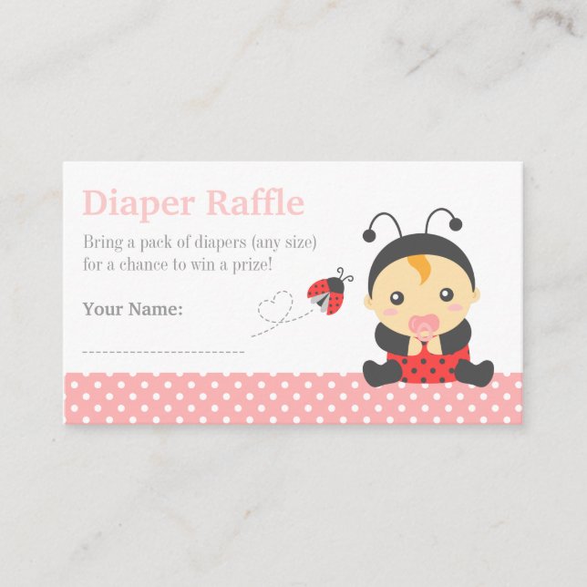 Ladybug Girl Baby Dusche Windeln Raffel Tickets Begleitkarte (Vorderseite)