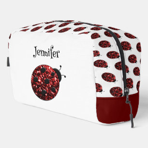 Ladybug Glitzern - Weißer individuelle Name Waschbeutel