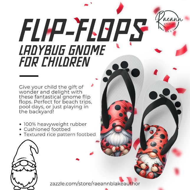 Ladybug Gnome Children's Flip Flops (Von Creator hochgeladen)