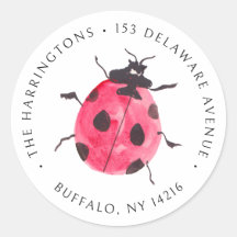 Ladybug HandGezeichnet Wasserfarben-Rücksendeadres