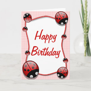 Ladybug Happy Birthday Card Karte