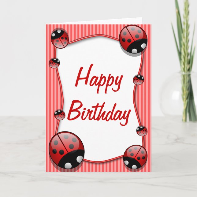Ladybug Happy Birthday Card Karte (Vorderseite)
