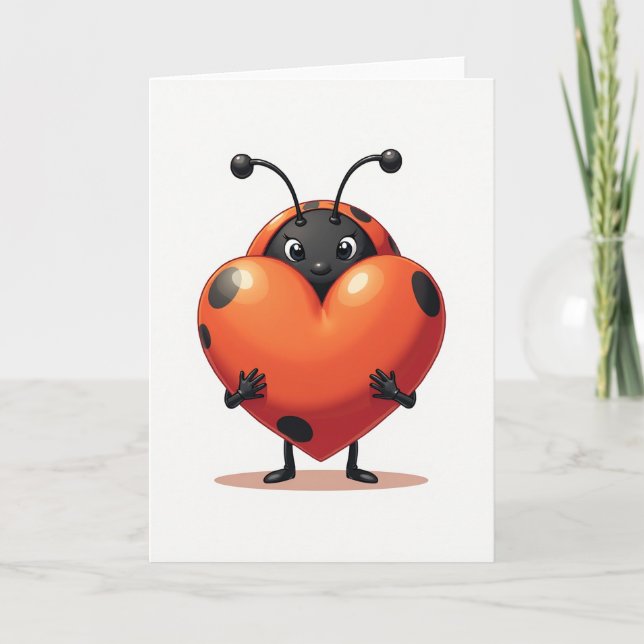 Ladybug Heart Love Card Karte (Vorderseite)