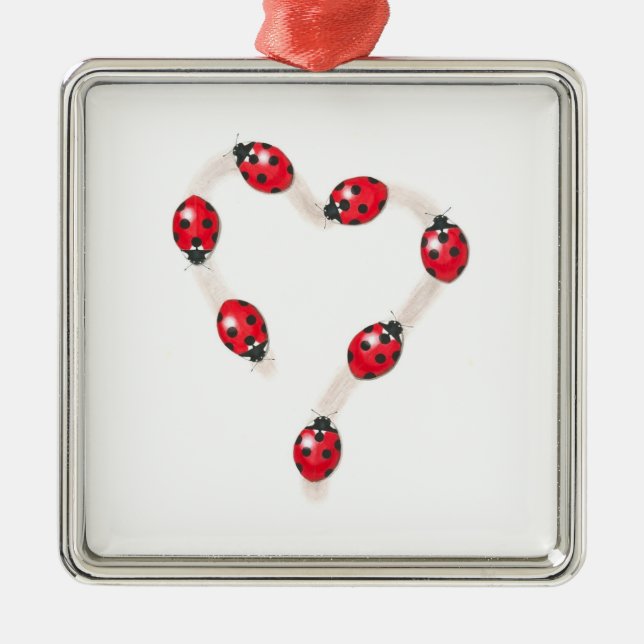 Ladybug Heart Ornament Aus Metall (Vorne)