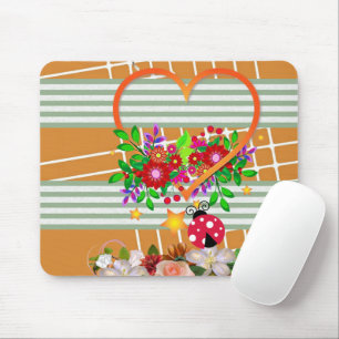 Ladybug Hearts Floral Souris Pad! Tapis de souris