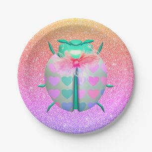 Ladybug Herzmuster niedlicher Glitzer Gürtel Pappteller