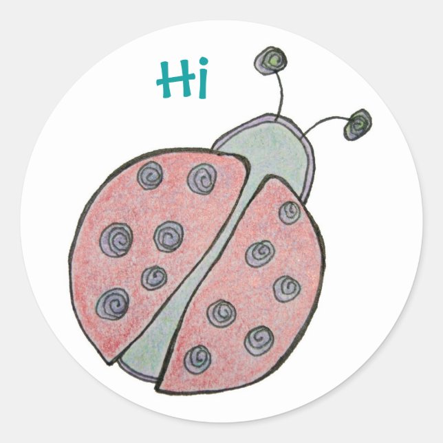 Ladybug "Hi"-Aufkleber Runder Aufkleber (Vorderseite)