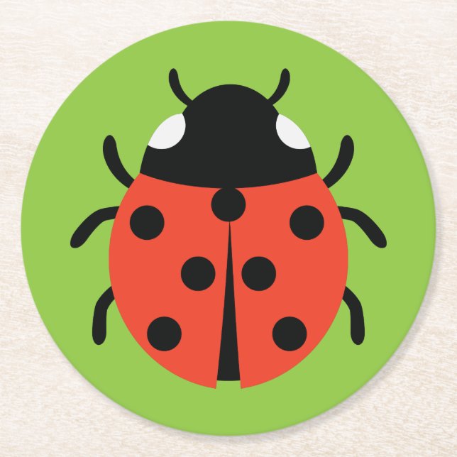 Ladybug Illustration Runder Pappuntersetzer (Vorderseite)