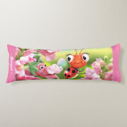 Ladybug im Blumengarten. Pink Giant-Brauch Seitenschläferkissen