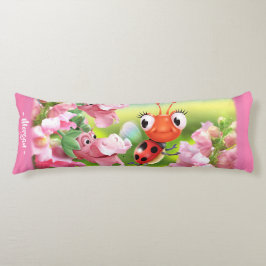 Ladybug im Blumengarten. Pink Giant-Brauch Seitenschläferkissen