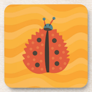 Ladybug im Herbst - orange gelbe Geometrie Untersetzer