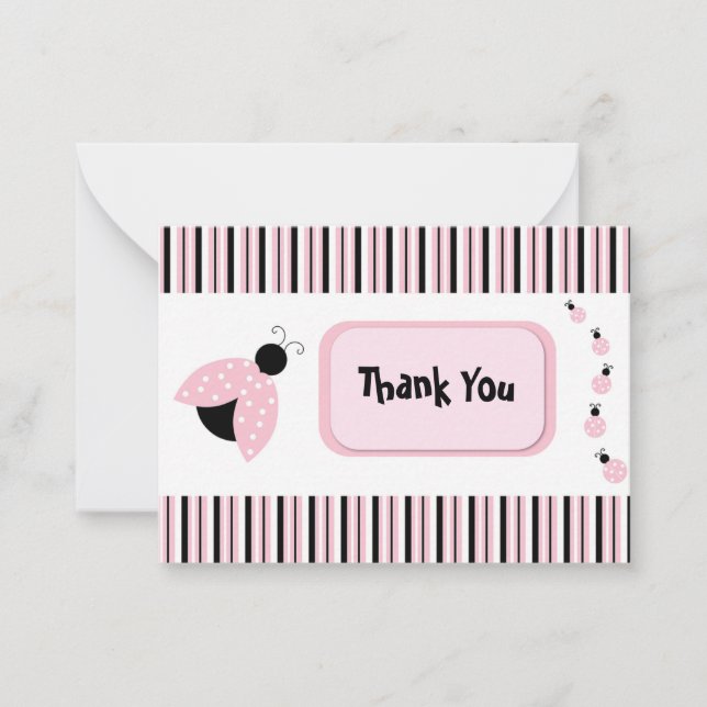 Ladybug in rosa Danke Mitteilungskarte (Vorderseite)